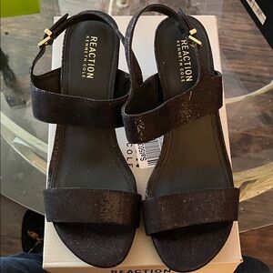 Kenneth Cole Reaction Shimmering Black Sandals